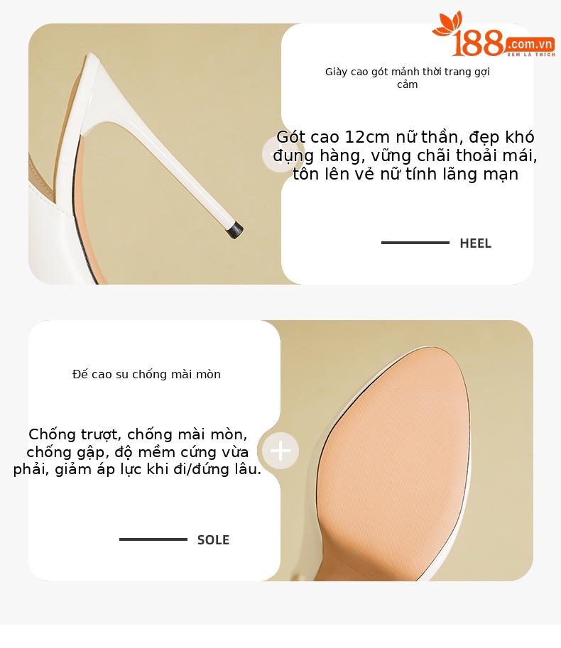 Sandal cao gót nữ mũi nhọn hở mũi, gót siêu cao, đế chống thấm nước — Màu đen chi tiết 3