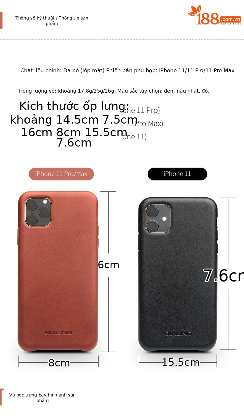 Ốp lưng da thật bao da cho iPhone 11 Pro Max — IPhone 11 Pro 5,8 inch màu đỏ chính thức, IPhone 11 Pro 5,8 inch màu nâu nhạt chính thức, IPhone 11 Pro Max 6,5 inch màu đen chính thức, IPhone 11 Pro Max 6,5 inch màu đỏ chính thức chi tiết 12