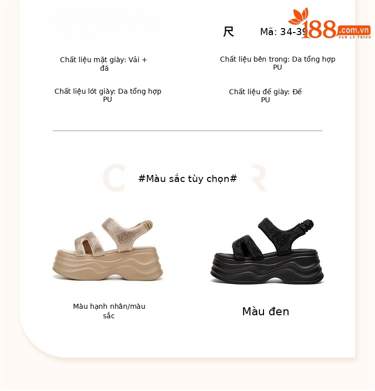 Sandal đế dày nữ phong cách Roma, gót platform 7 cm, phối váy đi biển mùa hè 2025 — 3124303092 Đen (đế dày tăng 7cm), 3124303092 màu mơ (đế dày tăng 7cm) chi tiết 3