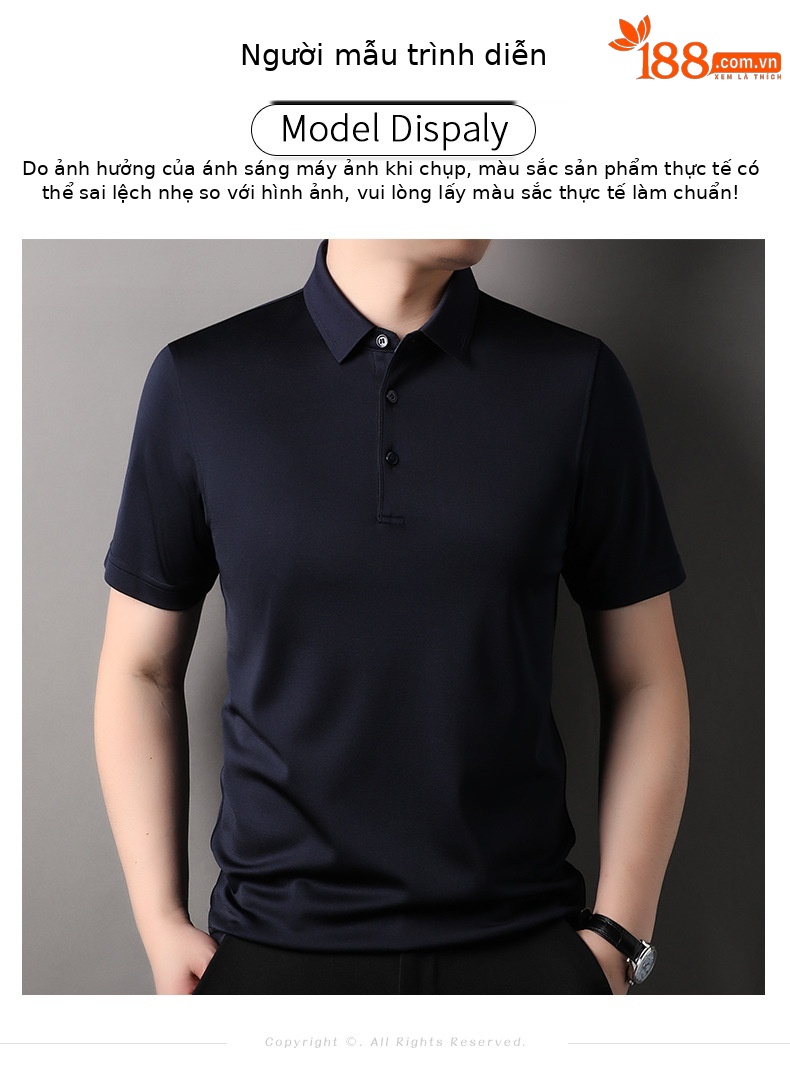 Áo polo nam tay ngắn lụa tơ tằm cổ bẻ phong cách thời trang mùa hè — Cà phê 85088 chi tiết 7