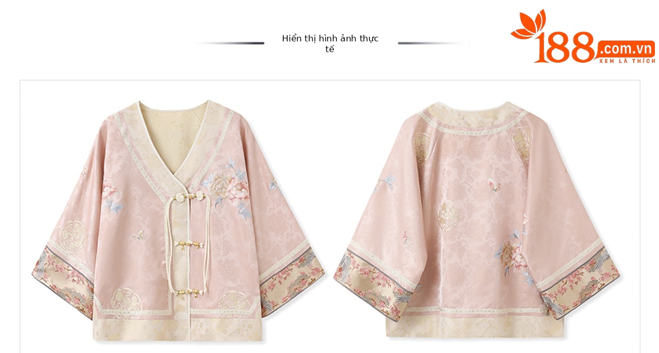 Áo khoác dáng rộng thêu họa tiết nặng phong cách Trung Quốc mới N2083 — Hồng củ sen chi tiết 16