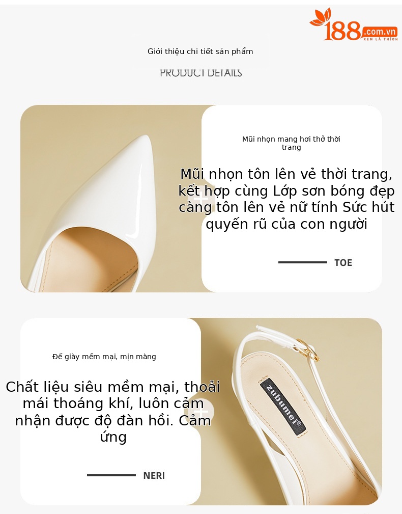 Giày cao gót nữ mũi nhọn đế xuồng platform gót 12 cm — Màu nude-12cm chi tiết 2