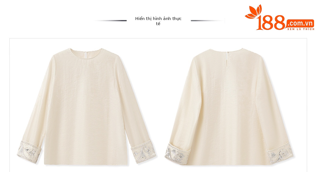 Áo sơ mi nữ dài tay phong cách Trung Hoa mới, đính cườm thêu tay, chất liệu rayon mỏng nhẹ N2071 — Màu hồng, Màu trắng be, Màu vàng nhạt chi tiết 40
