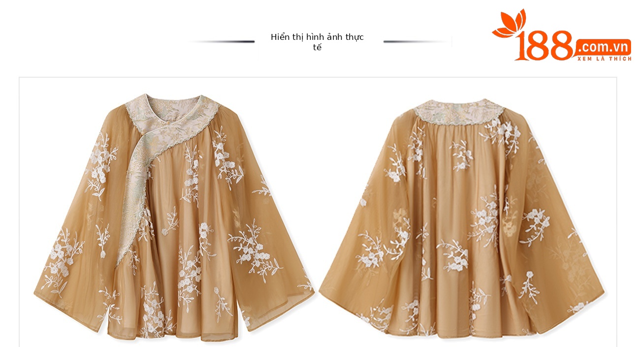 Bộ áo ngắn thêu họa tiết phong cách Trung Hoa mới, dáng rộng sang trọng — Áo, Quần short chi tiết 13