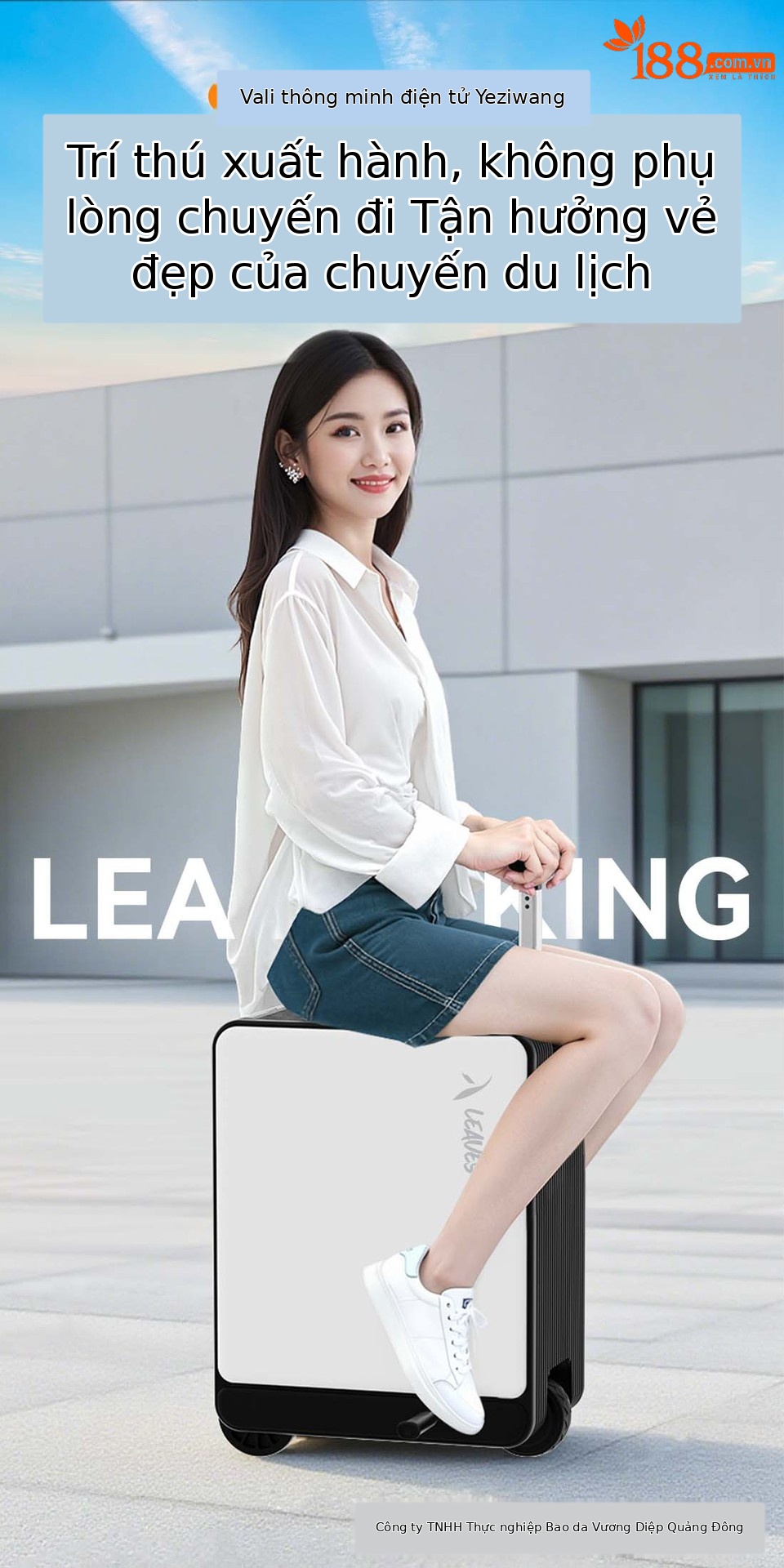 Vali điện thông minh 20 inch chứng nhận 3C 2025, nhẹ dung tích lớn, xách tay máy bay, có logo — Sạc dự phòng, Màu đen, bộ sạc, Màu trắng chi tiết 2