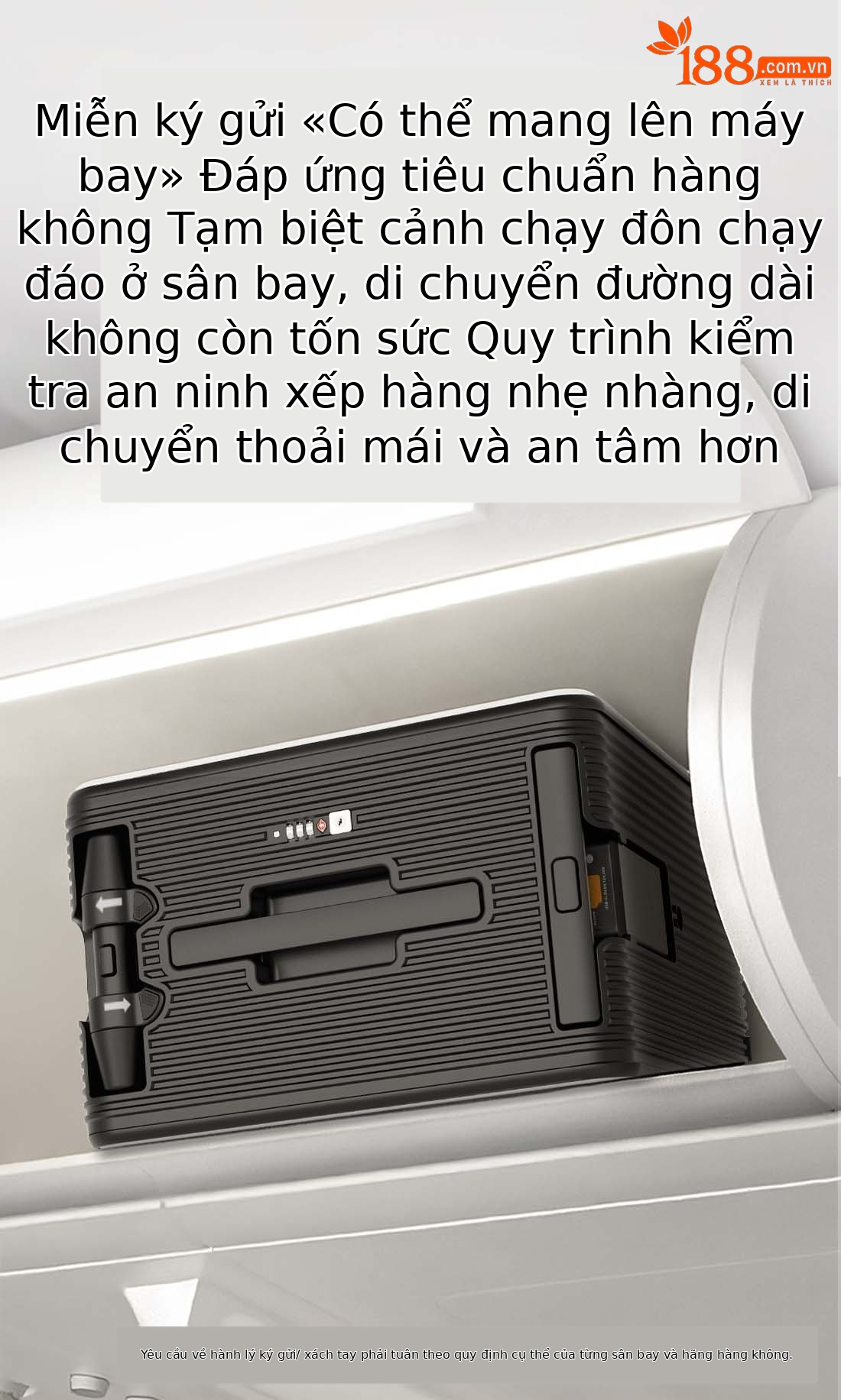 Vali điện thông minh 20 inch chứng nhận 3C 2025, nhẹ dung tích lớn, xách tay máy bay, có logo — Sạc dự phòng, Màu đen, bộ sạc, Màu trắng chi tiết 4
