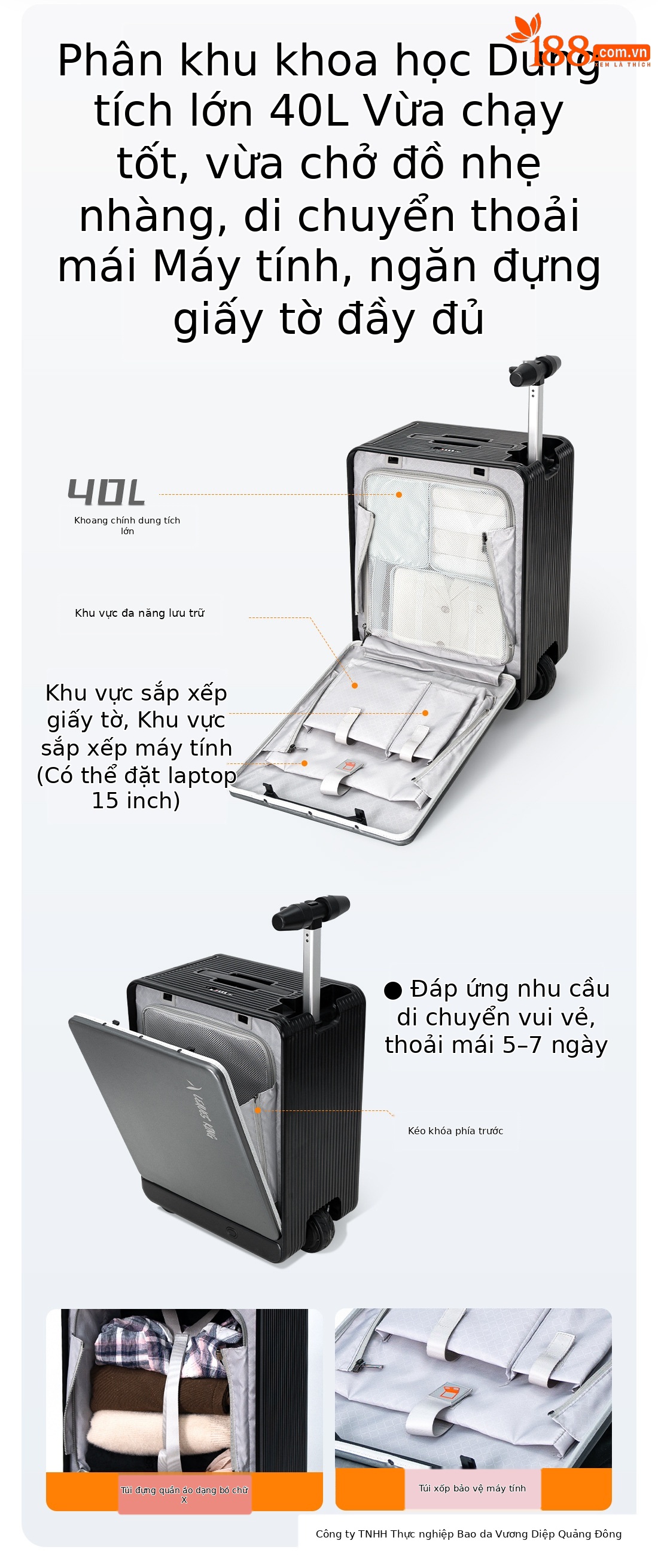 Vali điện thông minh 20 inch chứng nhận 3C 2025, nhẹ dung tích lớn, xách tay máy bay, có logo — Sạc dự phòng, Màu đen, bộ sạc, Màu trắng chi tiết 9