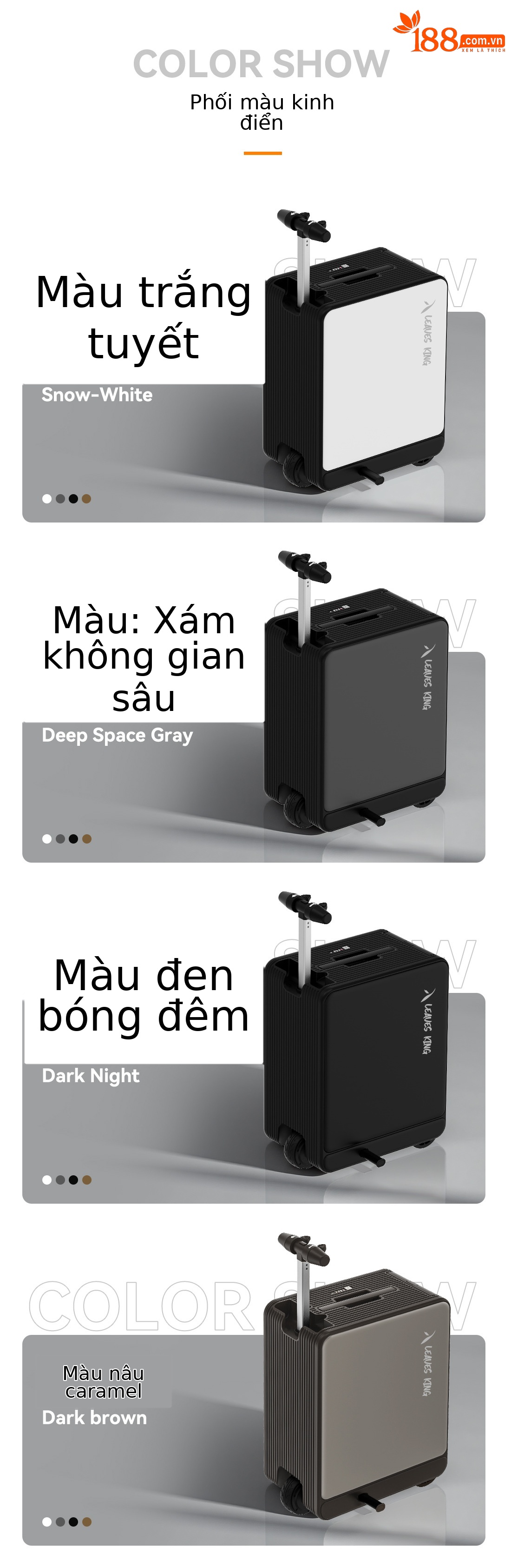 Vali điện thông minh 20 inch chứng nhận 3C 2025, nhẹ dung tích lớn, xách tay máy bay, có logo — Sạc dự phòng, Màu đen, bộ sạc, Màu trắng chi tiết 12