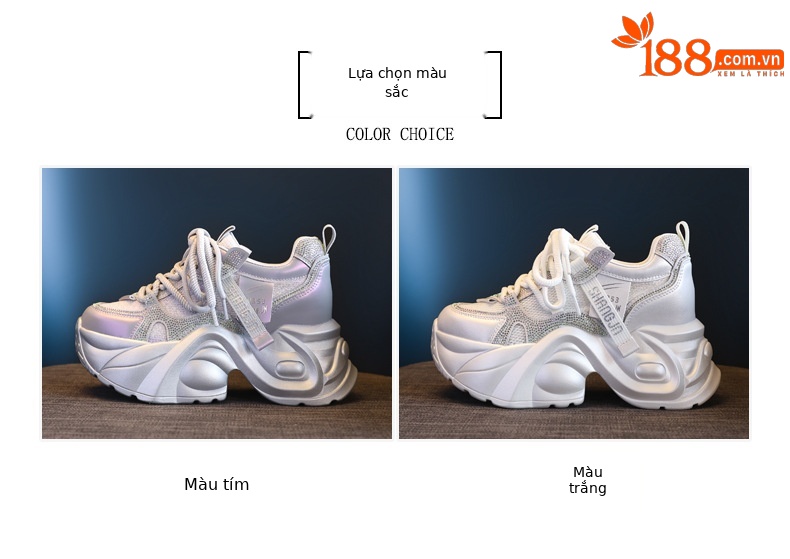 Giày sneaker chunky đế dày lưới thoáng khí tăng chiều cao nữ — Màu tím chi tiết 2