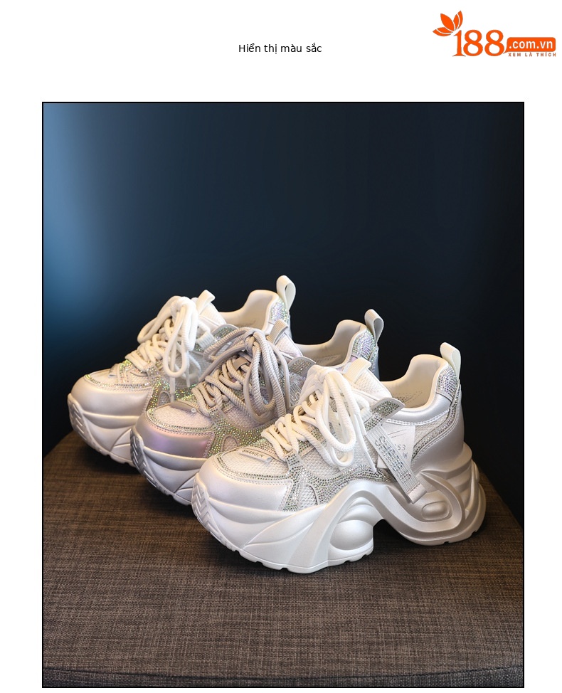 Giày sneaker chunky đế dày lưới thoáng khí tăng chiều cao nữ — Màu tím chi tiết 18