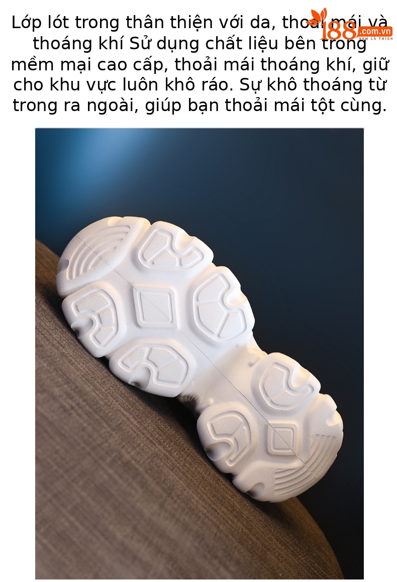Giày sneaker chunky nữ đế dày tăng chiều cao, lưới thoáng khí, phối ngọc trai — Màu trắng chi tiết 9