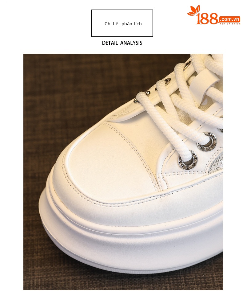 Giày sneaker nữ đế dày chunky mặt lưới phối trắng đa năng — Màu đen chi tiết 7