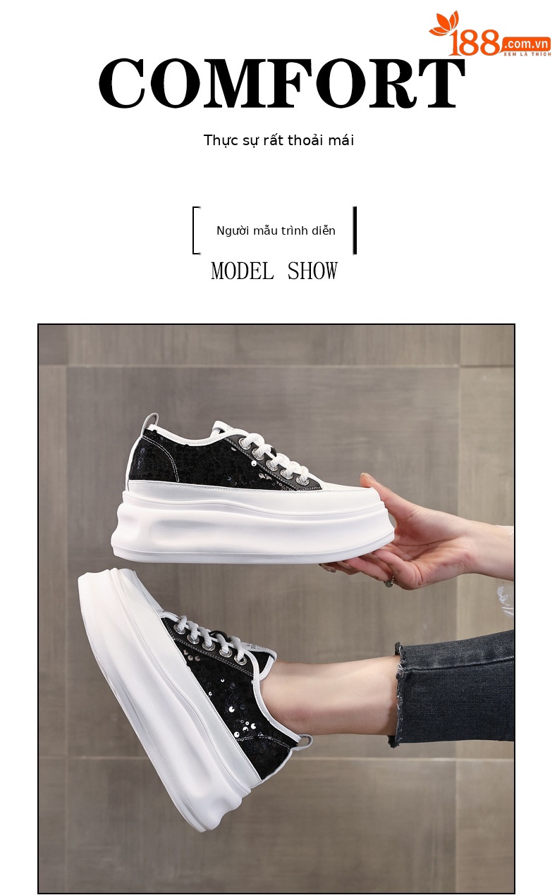 Giày sneaker nữ đế dày chunky mặt lưới phối trắng đa năng — Màu đen chi tiết 11