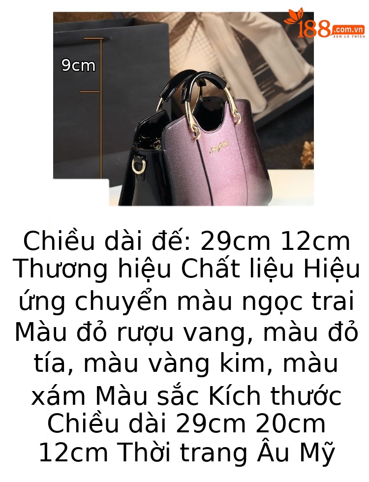 Túi xách tay da thật nữ trung niên dáng vỏ sò đeo chéo — Màu xanh lục đậm, Màu vàng nhạt, Màu đỏ rượu, Màu đỏ tím chi tiết 3
