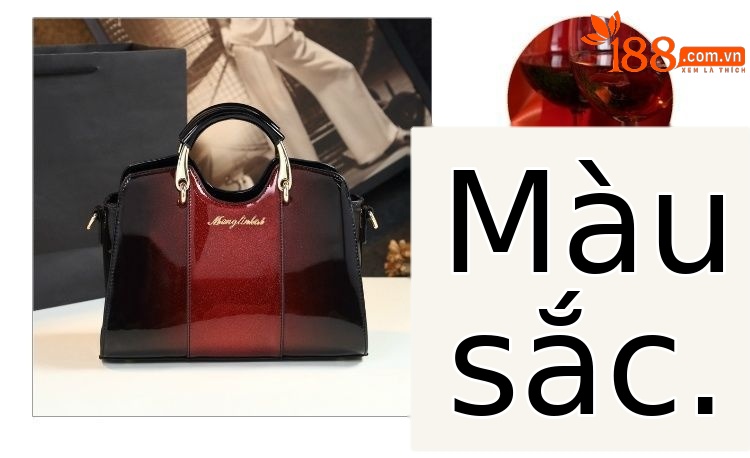 Túi xách tay da thật nữ trung niên dáng vỏ sò đeo chéo — Màu xanh lục đậm, Màu vàng nhạt, Màu đỏ rượu, Màu đỏ tím chi tiết 5