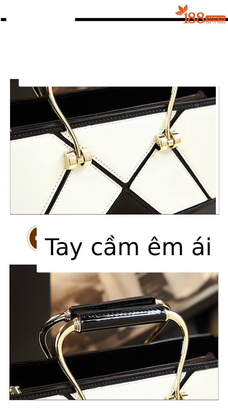 Túi đeo chéo nữ da bò phối màu tương phản kiểu mới — đỏ trắng, xanh trắng, đen trắng chi tiết 6