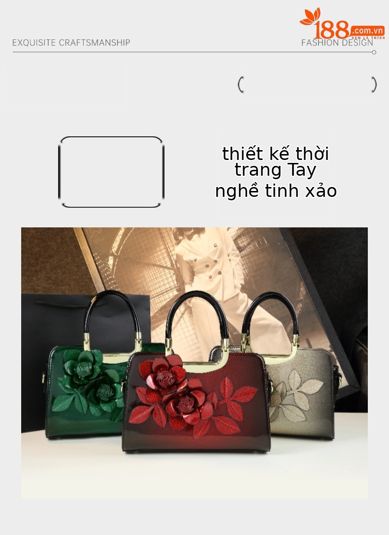 Túi xách da thật nữ trung niên đeo chéo thanh lịch — Chuyển dần màu xanh lục đậm, Màu đỏ rượu vang dần dần, Màu vàng sâm panh dần, Màu tím gradient chi tiết 4