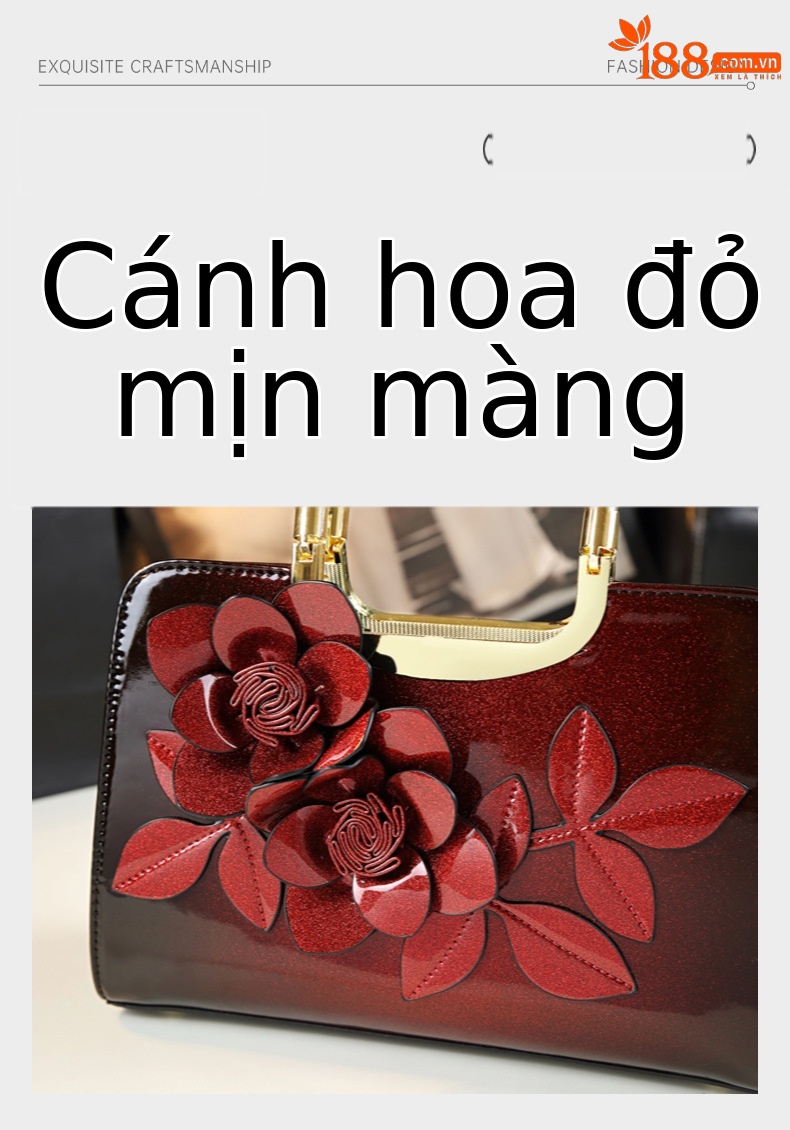 Túi xách da thật nữ trung niên đeo chéo thanh lịch — Chuyển dần màu xanh lục đậm, Màu đỏ rượu vang dần dần, Màu vàng sâm panh dần, Màu tím gradient chi tiết 5