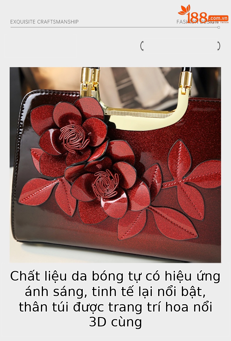 Túi xách da thật nữ trung niên đeo chéo thanh lịch — Chuyển dần màu xanh lục đậm, Màu đỏ rượu vang dần dần, Màu vàng sâm panh dần, Màu tím gradient chi tiết 18