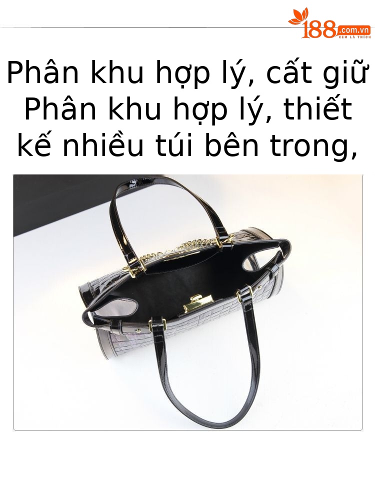 Túi xách tay nữ da thật họa tiết cá sấu, kiểu dáng sang trọng, đeo vai — Màu xanh lá, Màu đen chi tiết 6