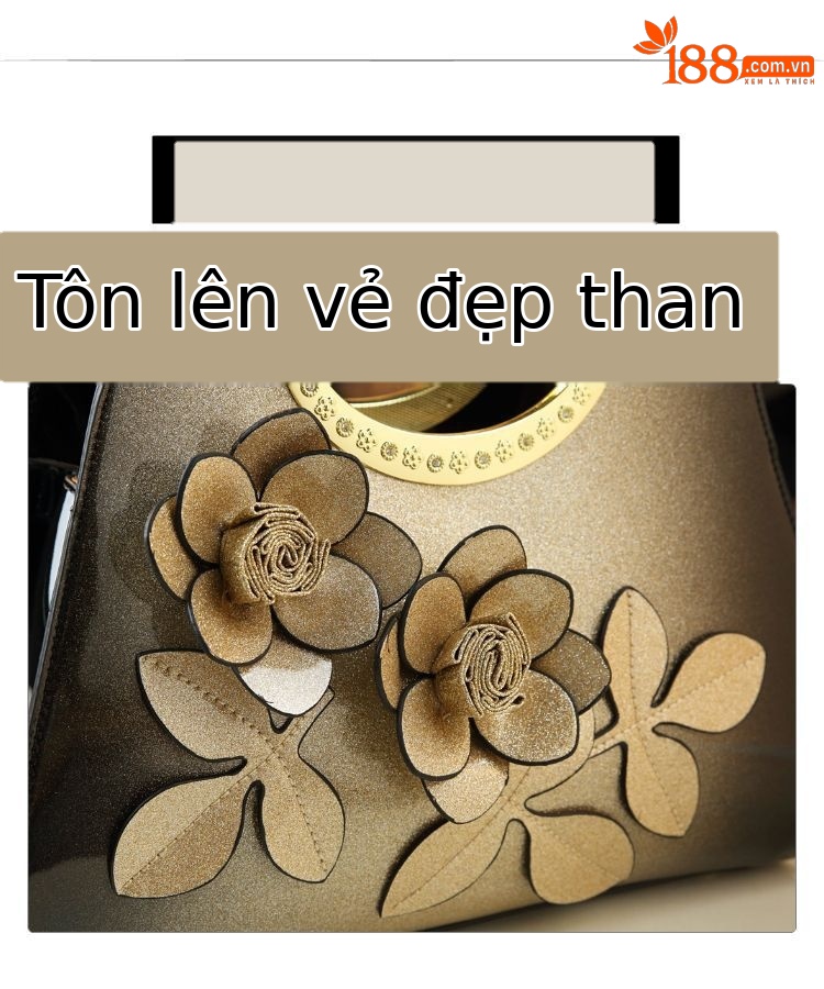 Túi xách tay nữ da thật phong cách sang trọng dành cho phụ nữ trung niên — màu đỏ tía, vàng sâm panh, màu xám bạc chi tiết 5