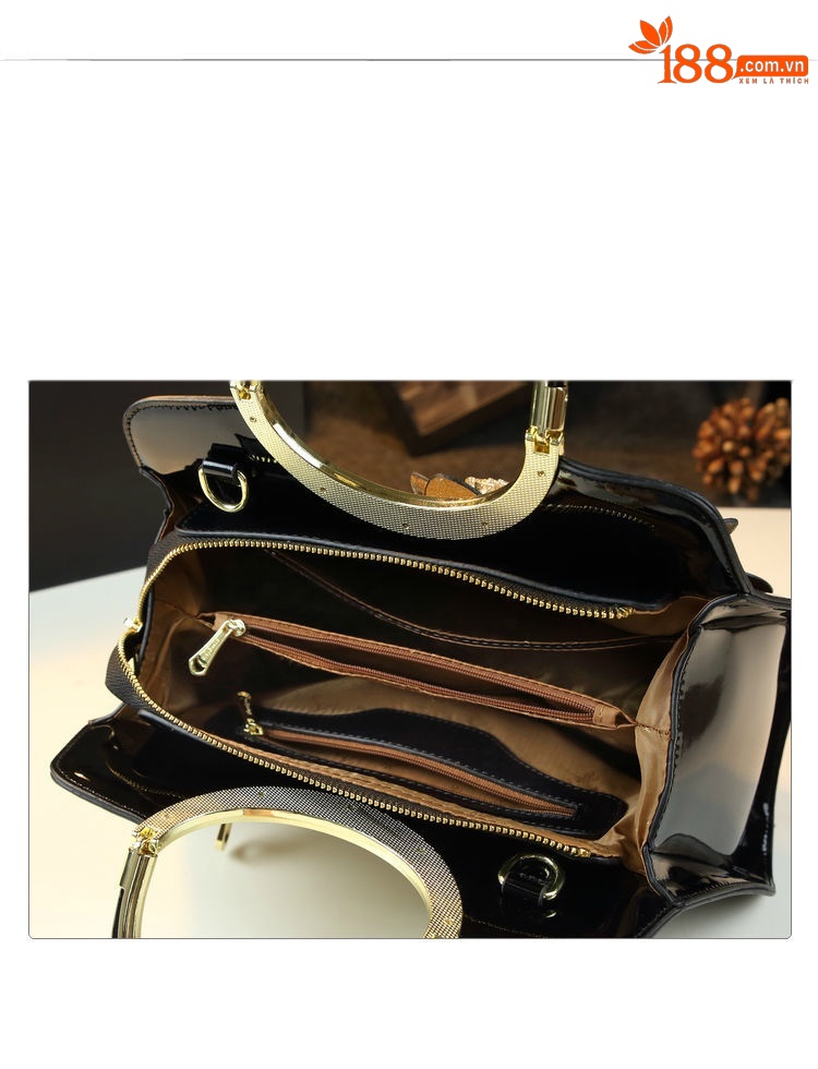 Túi xách tay nữ da thật phong cách sang trọng dành cho phụ nữ trung niên — màu đỏ tía, vàng sâm panh, màu xám bạc chi tiết 7