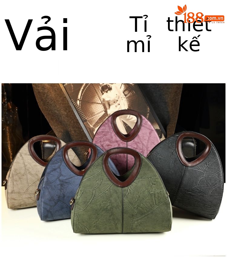 Túi xách nữ da thật kiểu dáng cổ điển đa năng, đeo chéo, đeo vai, dành cho mẹ, thiết kế phối màu — màu xanh, màu xanh lá cây chi tiết 7