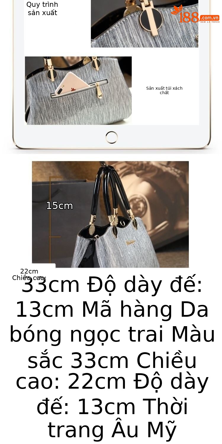 Túi xách tay nữ da cỡ lớn kiểu dáng đơn giản thời trang, đeo vai chéo — Màu vàng, Vàng hồng, Màu bạc chi tiết 2