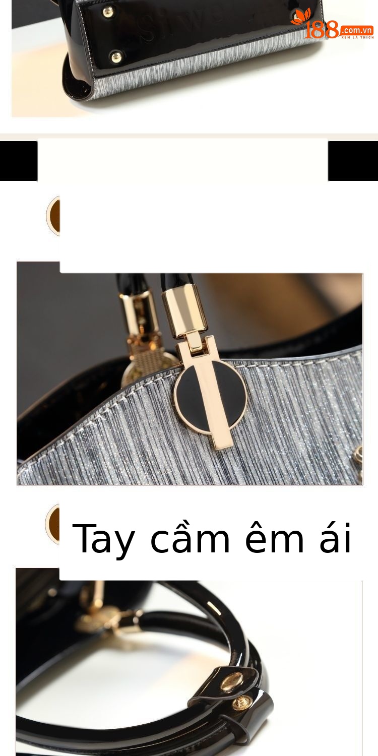 Túi xách tay nữ da cỡ lớn kiểu dáng đơn giản thời trang, đeo vai chéo — Màu vàng, Vàng hồng, Màu bạc chi tiết 8