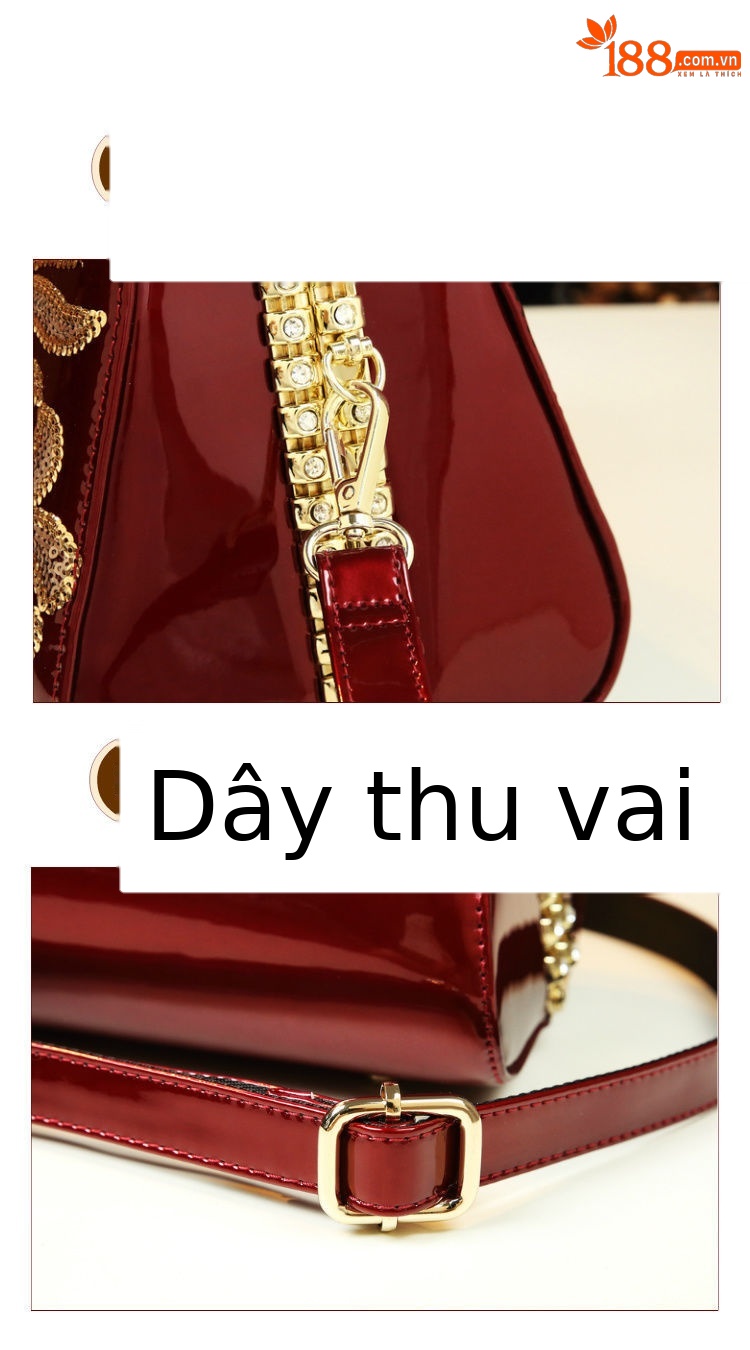 Túi xách tay da thật nữ trung niên dáng đứng sang trọng, đeo chéo dung tích lớn — Vân báo, Màu đen, Màu đỏ rượu, Màu xanh lục đậm chi tiết 16