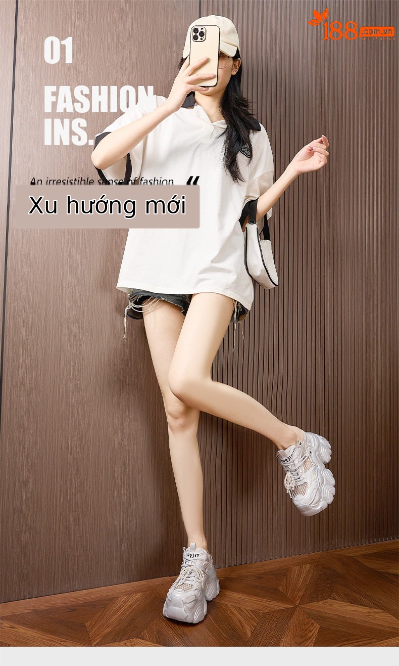 Sandal cao gót nữ hở mũi quai ngang đế wedge thoáng khí — Bạc, Trắng chi tiết 2