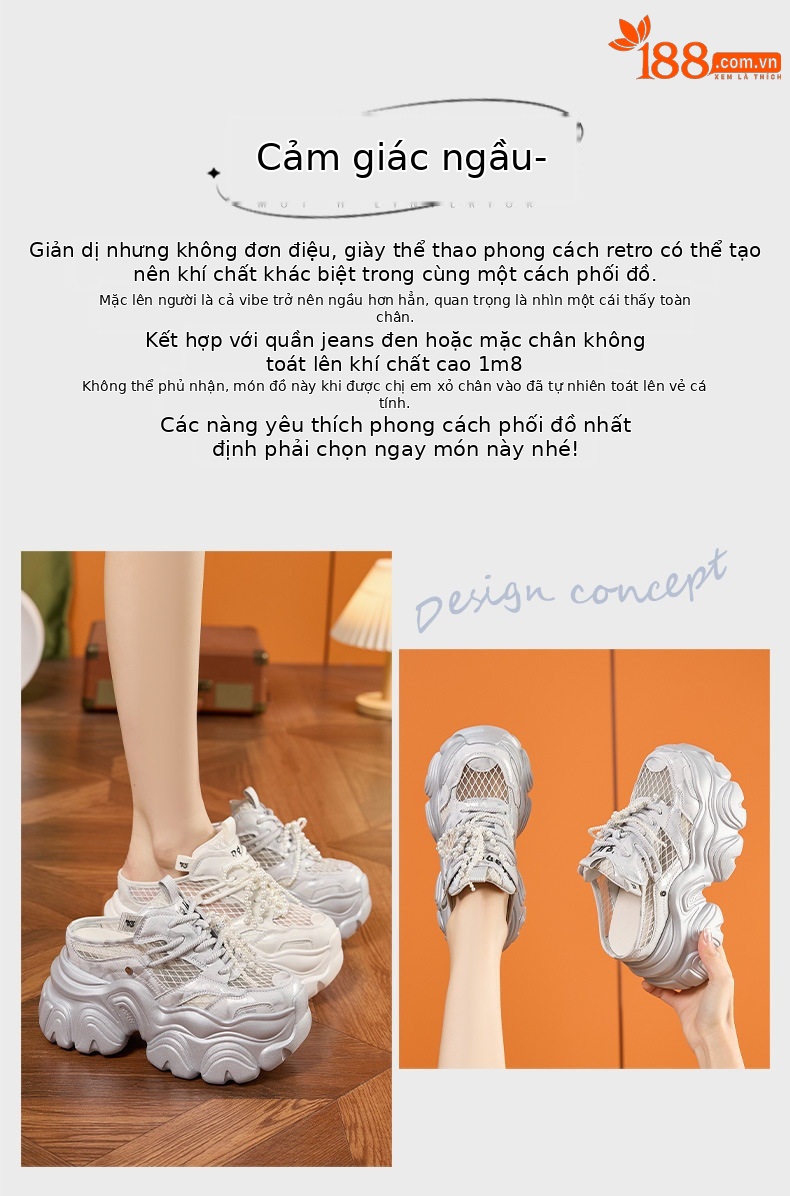 Sandal cao gót nữ hở mũi quai ngang đế wedge thoáng khí — Bạc, Trắng chi tiết 4