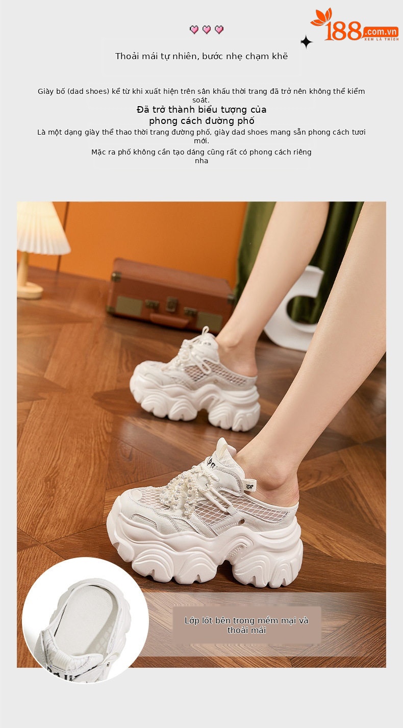 Sandal cao gót nữ hở mũi quai ngang đế wedge thoáng khí — Bạc, Trắng chi tiết 5
