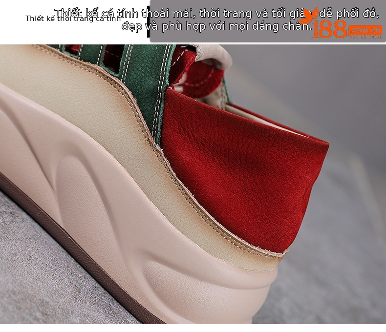 Giày sneaker nữ đế dày da bò thật thoáng khí phối màu mùa hè — Màu vàng chi tiết 5