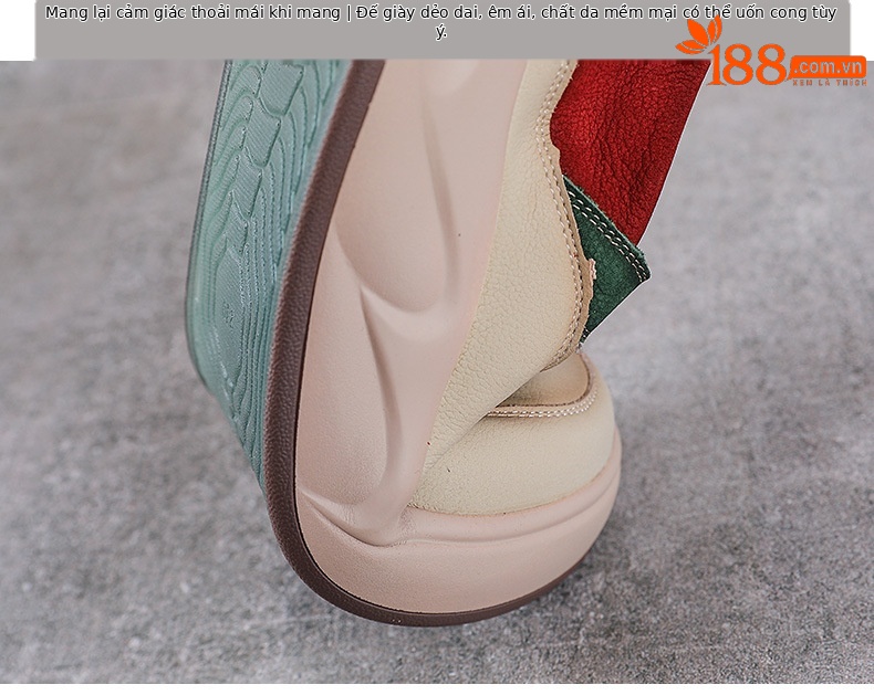Giày sneaker nữ đế dày da bò thật thoáng khí phối màu mùa hè — Màu vàng chi tiết 8