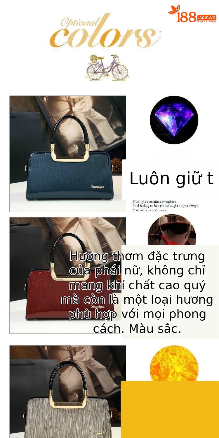 Túi xách tay da nữ phong cách đơn giản, đeo chéo một bên vai — Màu bạc, Màu xanh lam, Vàng hồng, Màu đỏ rượu chi tiết 3
