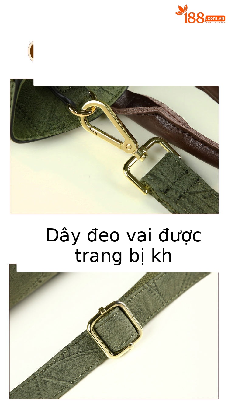Túi xách nữ cỡ lớn da thật đeo chéo một bên vai kiểu cổ điển — Màu xanh lam, Màu xanh lá chi tiết 17
