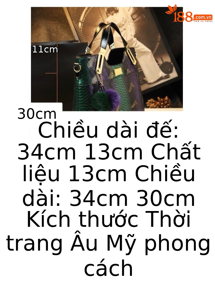 Túi xách tay nữ da vân rắn cao cấp đeo vai — Màu tím, Màu xanh lá chi tiết 3
