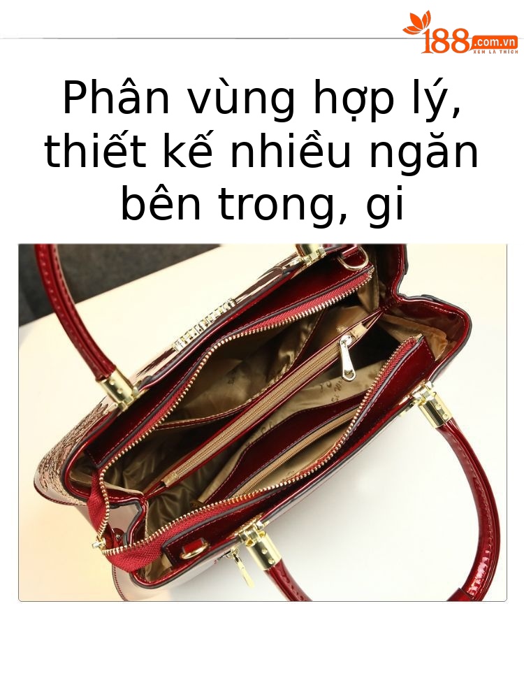 Túi xách tay nữ da thật phong cách phương Tây dự tiệc cưới — Màu đỏ rượu chi tiết 6