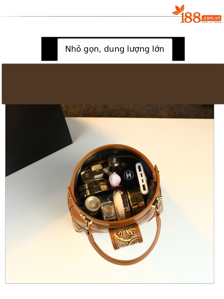 Túi xách nữ da thật kiểu dáng bánh bao, đeo vai/chéo, phong cách vintage — Màu nâu, Màu đỏ rượu, Màu đen chi tiết 6