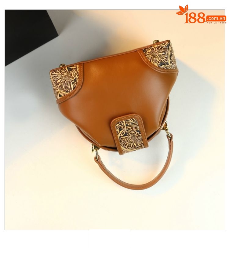 Túi xách nữ da thật kiểu dáng bánh bao, đeo vai/chéo, phong cách vintage — Màu nâu, Màu đỏ rượu, Màu đen chi tiết 11