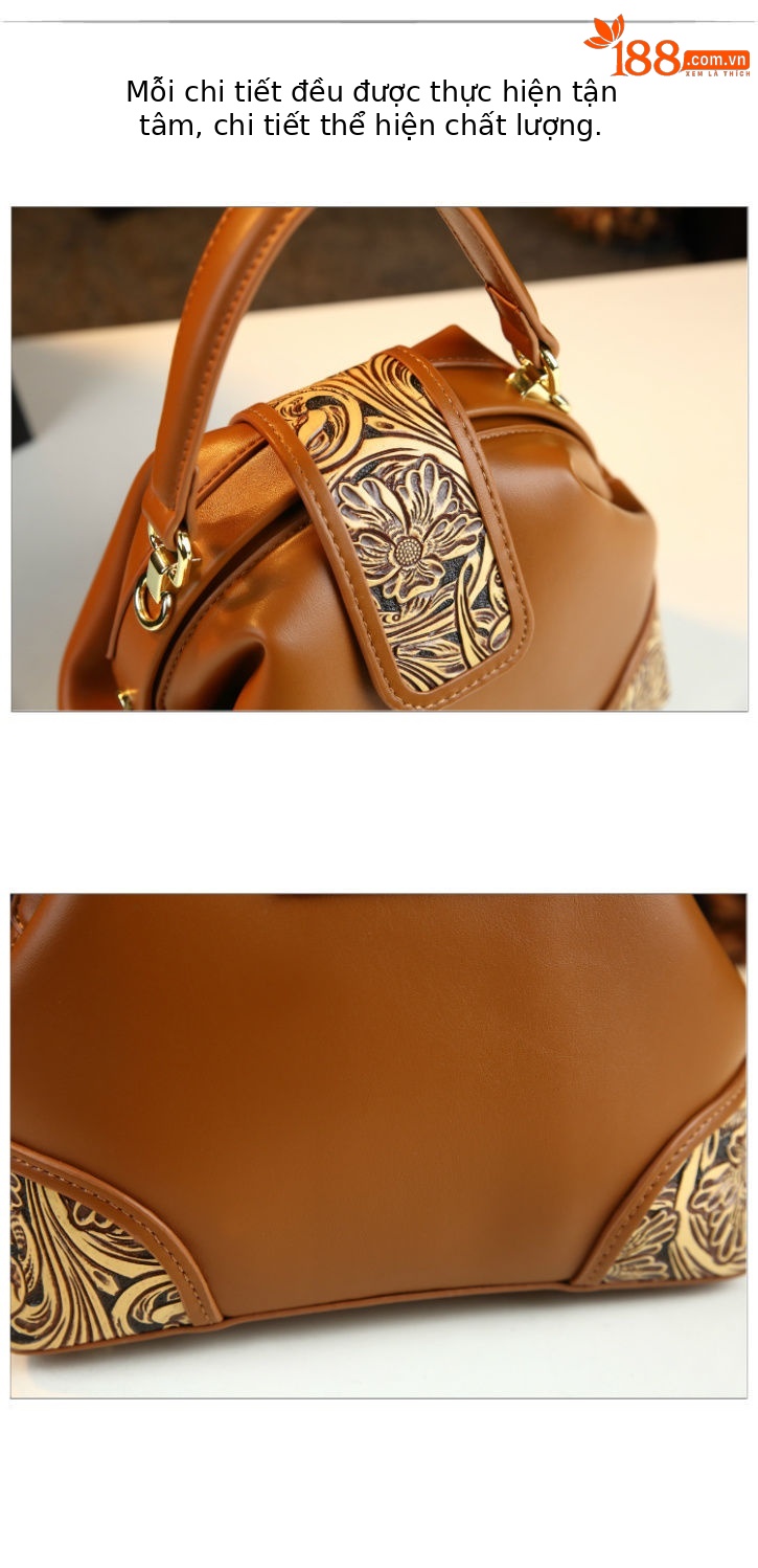 Túi xách nữ da thật kiểu dáng bánh bao, đeo vai/chéo, phong cách vintage — Màu nâu, Màu đỏ rượu, Màu đen chi tiết 17