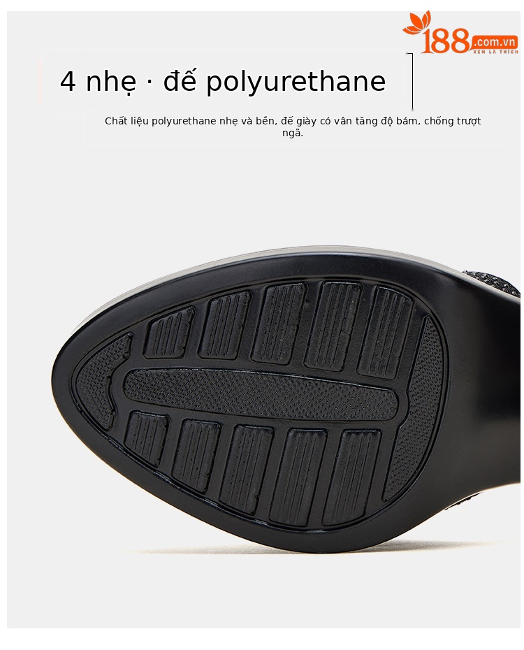 Sandal cao gót nữ đính đá lỗ mũi kín gót dày 5-7cm — Vàng 5cm, Đen 5cm, Vàng 7cm, Đen 7cm chi tiết 10