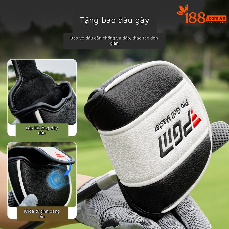 Gậy đánh gôn đứng tay trái nam chuyên nghiệp PGM, gậy đơn có thể nhặt bóng — Bạc đen [thanh đẩy tay trái/đứng/có đường ngắm/bao cao su miễn phí] TUG077