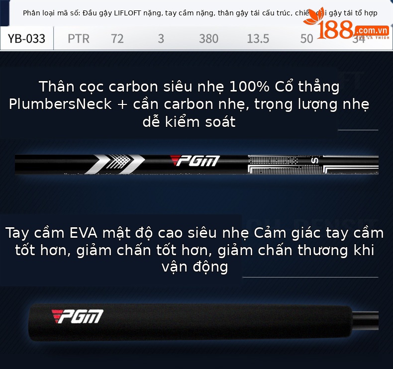 Gậy đánh gôn đứng tay trái nam chuyên nghiệp PGM, gậy đơn có thể nhặt bóng — Bạc đen [thanh đẩy tay trái/đứng/có đường ngắm/bao cao su miễn phí] TUG077 chi tiết 2