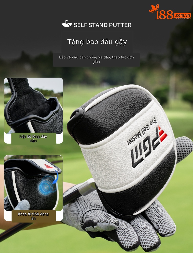 Gậy đánh gôn đứng tay trái nam chuyên nghiệp PGM, gậy đơn có thể nhặt bóng — Bạc đen [thanh đẩy tay trái/đứng/có đường ngắm/bao cao su miễn phí] TUG077 chi tiết 4