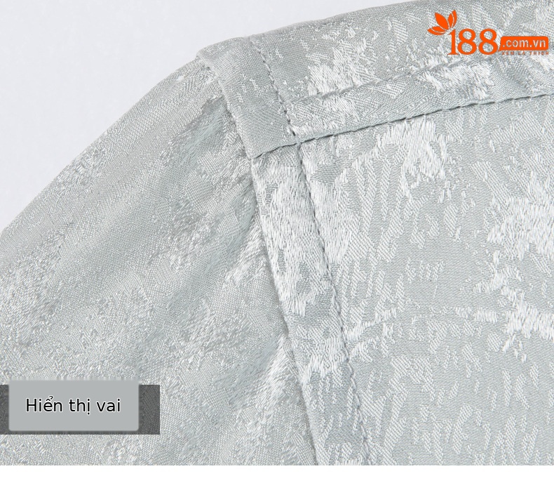 Áo sơ mi nam cổ đứng tay ngắn chất lụa tơ tằm jacquard phong cách Trung Hoa — Màu xám 25169 chi tiết 19