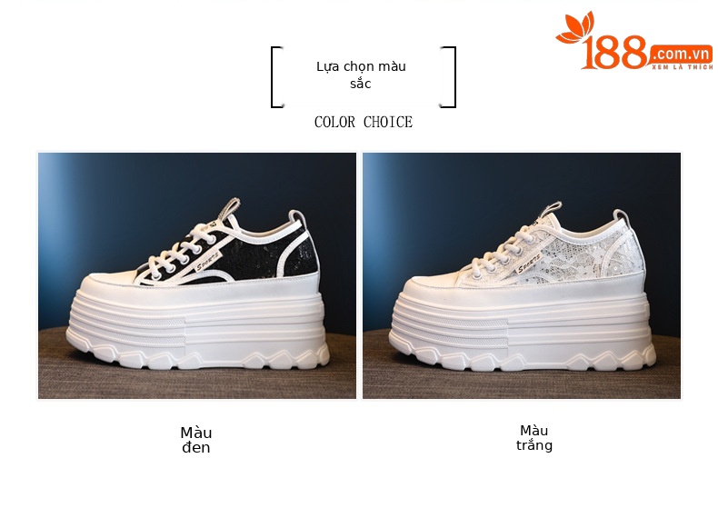 Giày sneaker nữ đế dày lưới thoáng khí phối trắng dễ mặc — Màu đen chi tiết 2