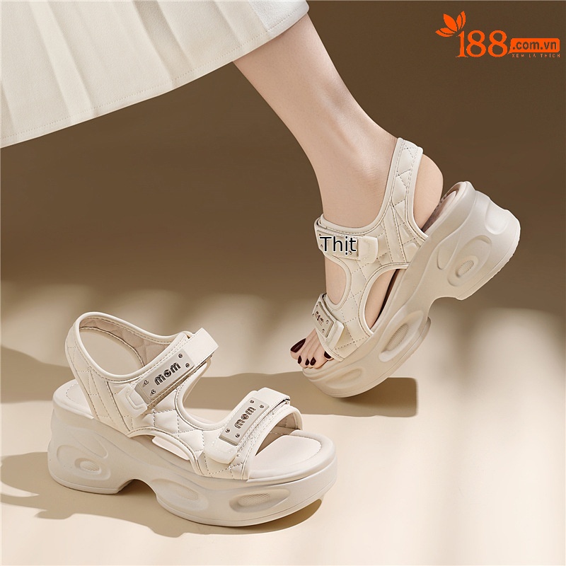 Dép sandal nữ xỏ ngón đế bệt đi biển mùa hè đế dày chống mài mòn — 7128 Màu đen, 7128 màu be