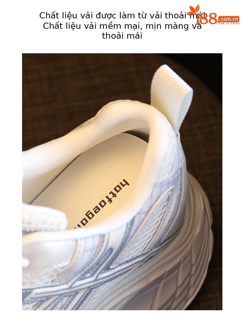Giày sneaker chunky nữ đế dày tăng chiều cao mặt lưới thoáng khí — Màu be chi tiết 8